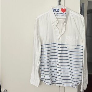 J. Crew White Shirt with Blue Stripes